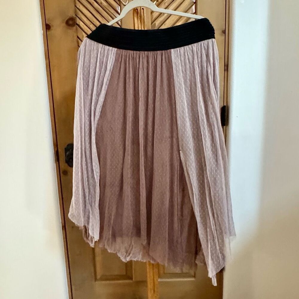 Free People (L) layered mesh lace midi skirt dusty rose